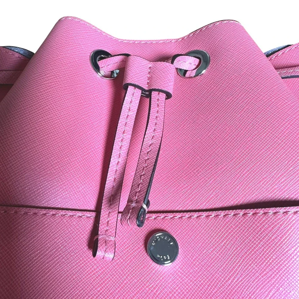 Michael Kors Saffiano Leather Bucket Bag Pink Crossbody Handbag‎